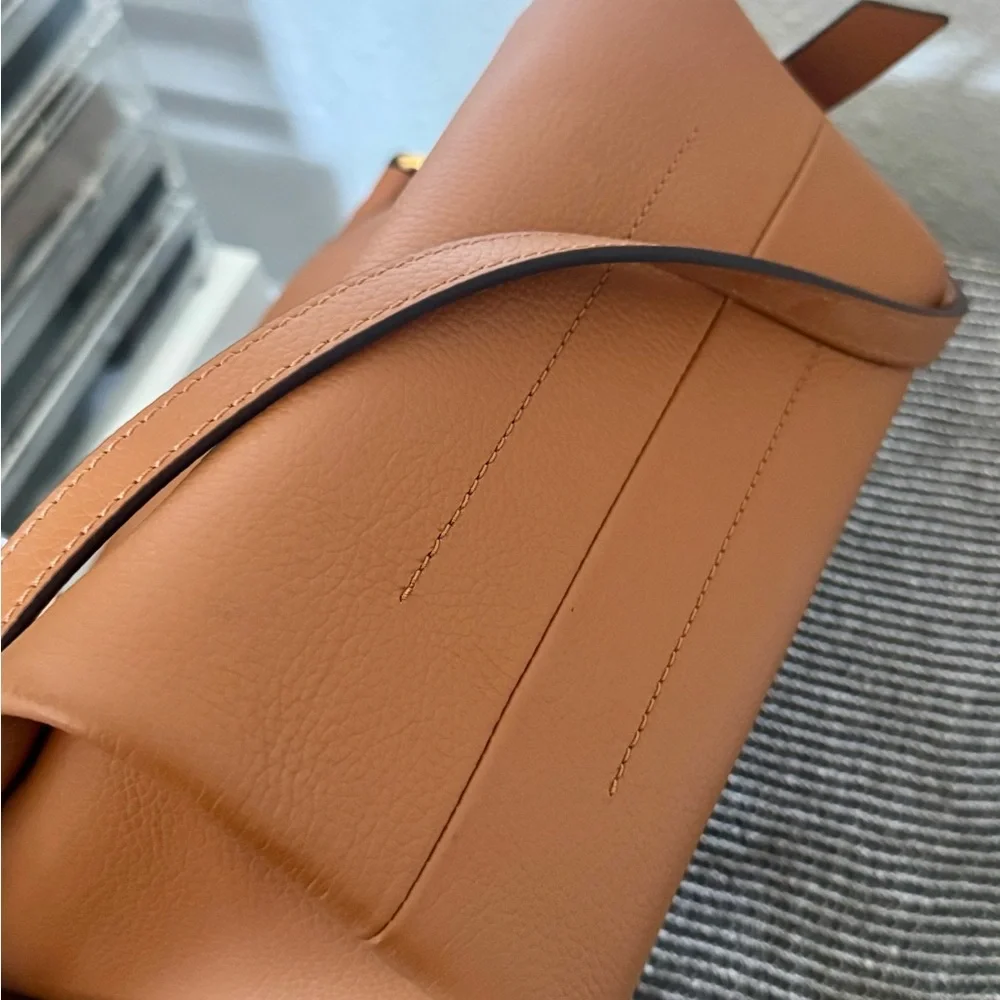 Coccinelle Italian Pebbled Leather Boheme Crossbody Bag- Cognac Brown, Small - Picture 5 of 7